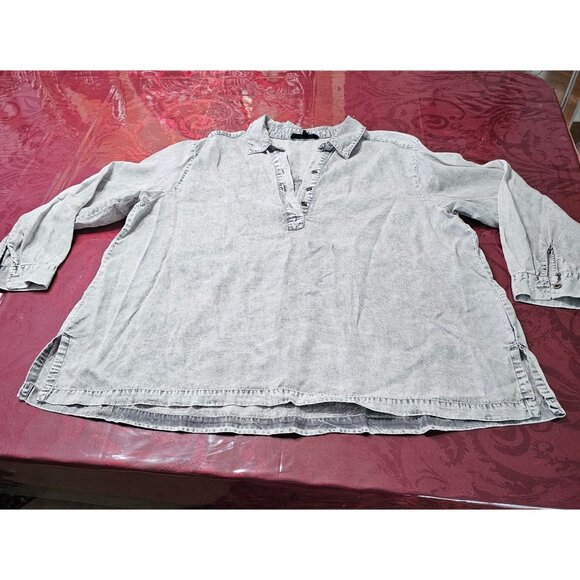 Jane & Delancey Vintage-Style Light Gray Washed Denim-Look Tunic Sz 1X Lagenlook - Picture 3 of 9